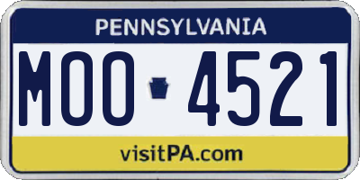PA license plate MOO4521