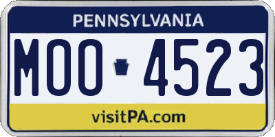 PA license plate MOO4523