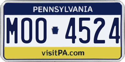 PA license plate MOO4524
