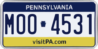 PA license plate MOO4531
