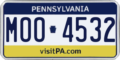 PA license plate MOO4532