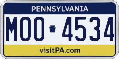 PA license plate MOO4534