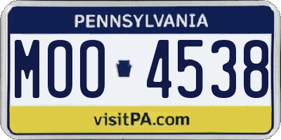 PA license plate MOO4538