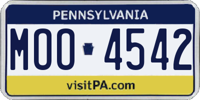 PA license plate MOO4542