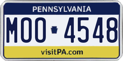PA license plate MOO4548