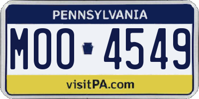 PA license plate MOO4549