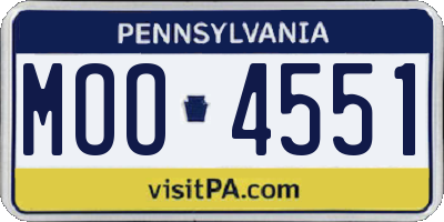 PA license plate MOO4551