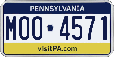PA license plate MOO4571