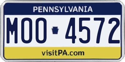 PA license plate MOO4572