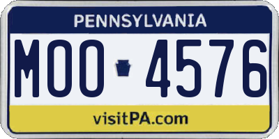 PA license plate MOO4576