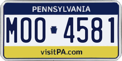 PA license plate MOO4581