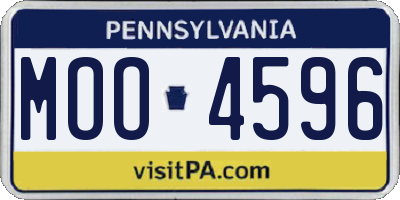 PA license plate MOO4596