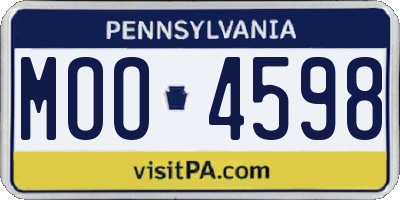 PA license plate MOO4598