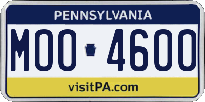 PA license plate MOO4600