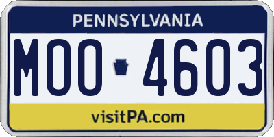 PA license plate MOO4603