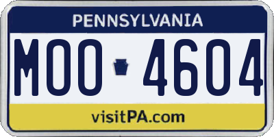 PA license plate MOO4604