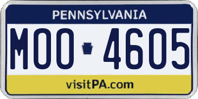PA license plate MOO4605