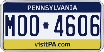 PA license plate MOO4606