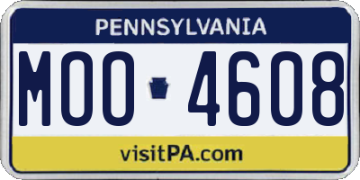 PA license plate MOO4608