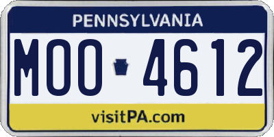 PA license plate MOO4612
