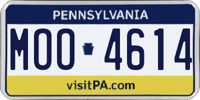 PA license plate MOO4614
