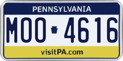 PA license plate MOO4616