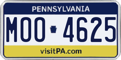 PA license plate MOO4625