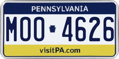 PA license plate MOO4626
