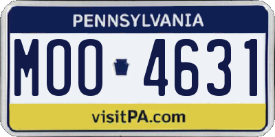 PA license plate MOO4631