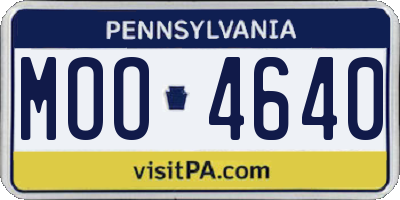 PA license plate MOO4640