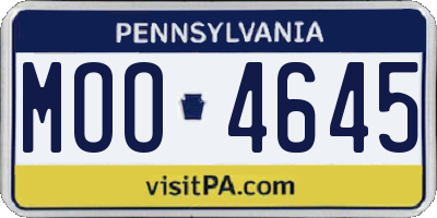 PA license plate MOO4645
