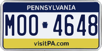 PA license plate MOO4648