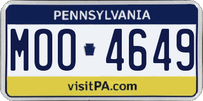 PA license plate MOO4649