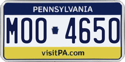 PA license plate MOO4650