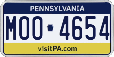 PA license plate MOO4654
