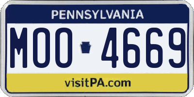 PA license plate MOO4669