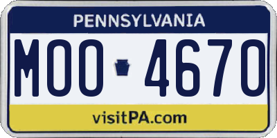 PA license plate MOO4670