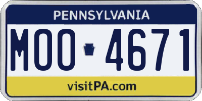 PA license plate MOO4671