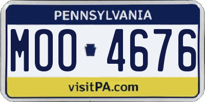 PA license plate MOO4676