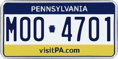 PA license plate MOO4701