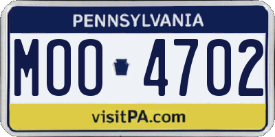 PA license plate MOO4702