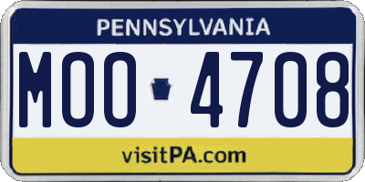 PA license plate MOO4708
