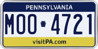 PA license plate MOO4721