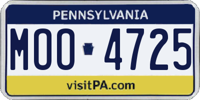 PA license plate MOO4725