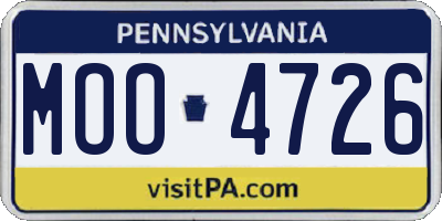 PA license plate MOO4726