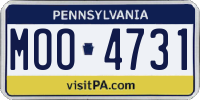 PA license plate MOO4731