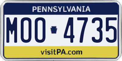 PA license plate MOO4735
