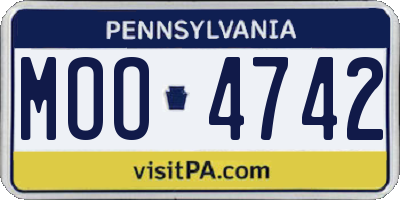 PA license plate MOO4742