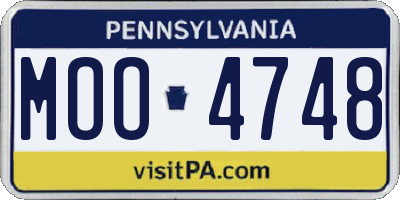 PA license plate MOO4748
