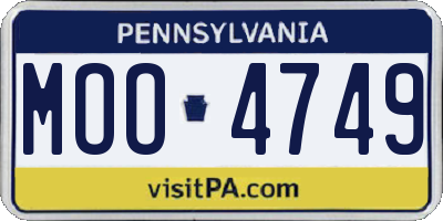 PA license plate MOO4749